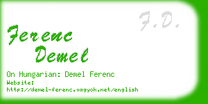ferenc demel business card